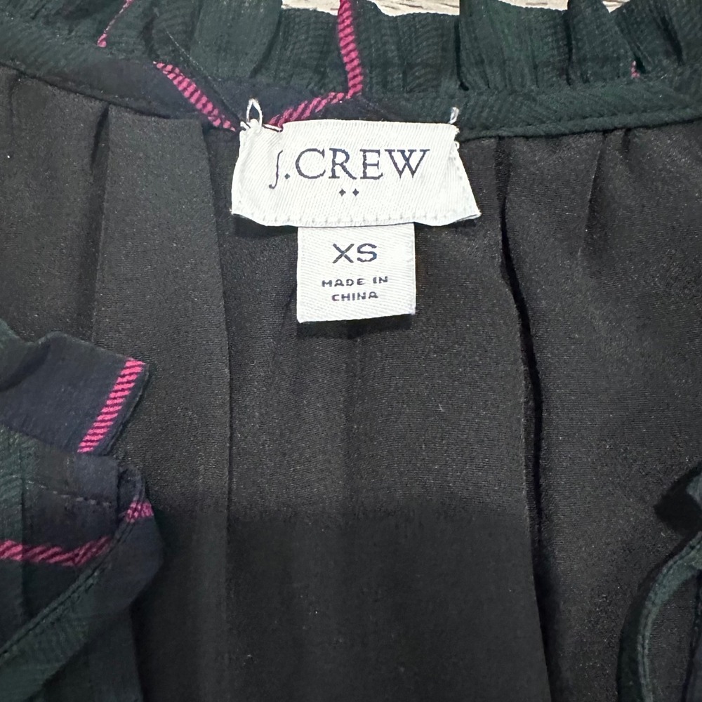 J.Crew Women Green Pink Blk Watch Plaid Smocked Waist Ruffle Midi Dress AG882 XS - Picture 3 of 12